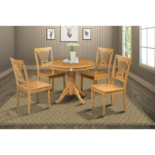 Brookline 5 Piece Small Kitchen Table And Chairs Set-Finish:Oak,Shape ...