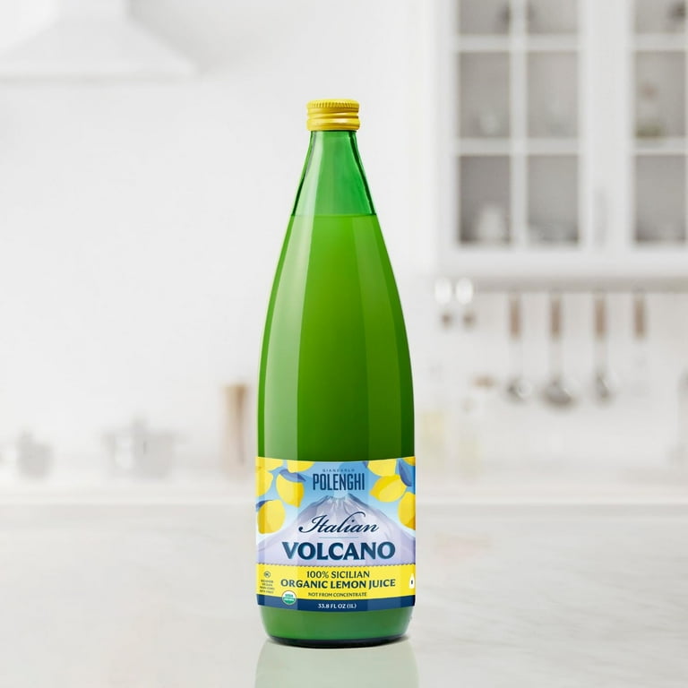 Italian Volcano USDA Organic Lemon Juice 1 Liter Bottle - 2 Pack