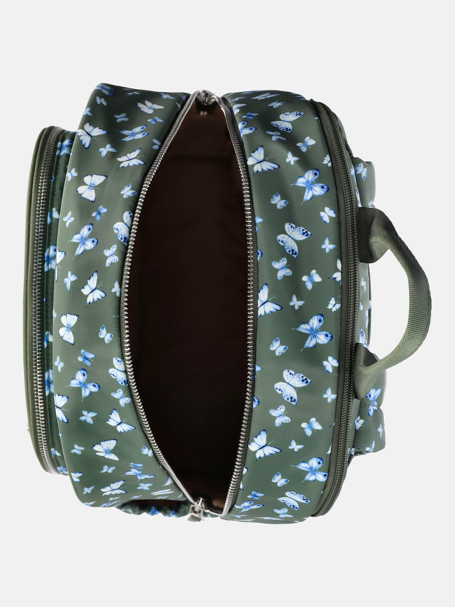 MNYC Women's Chain Pocket Dome Backpack Green Butterfly