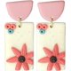 thumbnail image 1 of Handmade Polymer Clay Cute Flower Drop Earrings Daisy Sunflower Pink Petal Dangle Earrings for Women Girls Summer Holiday Boho Jewelry - -, 1 of 3