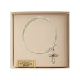 thumbnail image 3 of 6 1/4 inch Round Eye Hook Bangle Bracelet w/ Loop Cross medal charm w/ July Red Swarovski Crystal, 3 of 3