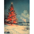 thumbnail image 1 of Qisvanset 12x16 Inch With Frame 2D Flat Wall Art Vintage Christmas Tree Print Holiday Home Wall Decor, 1 of 8