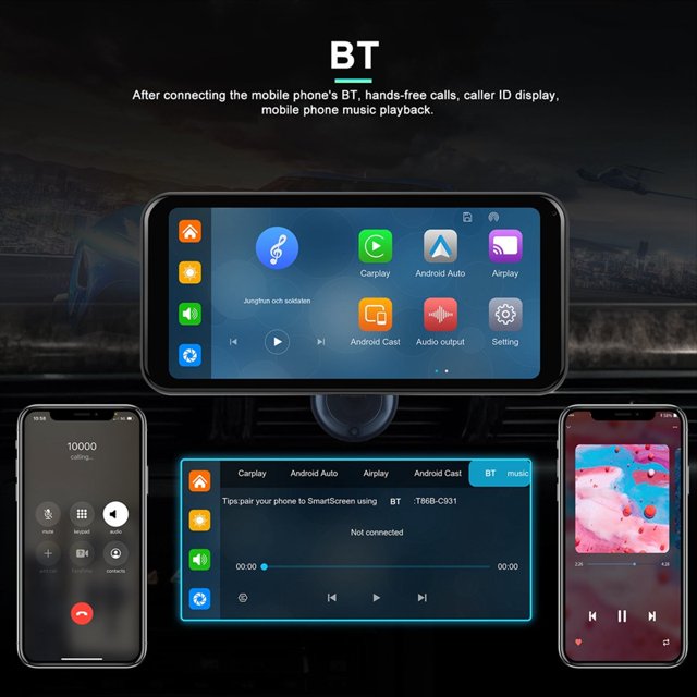 Reproductor MP5 con Pantalla de 6,25 Pulgadas, Radio Portátil Bluetooth para Coche, Carplay Inalámbrico, Android, Multimedia Universal para Coche, con Cámara