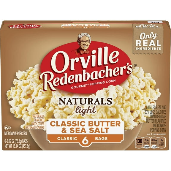 Orville Redenbacher's Naturals Microwave Popcorn, MDA05 Classic Butter & Sea Salt Flavor, 2.69 oz., 6-Count