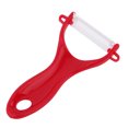 thumbnail image 1 of Juego de pelador y cuchillo de cerámica roja para cortar frutas y patatas sin esfuerzo, 1 of 8