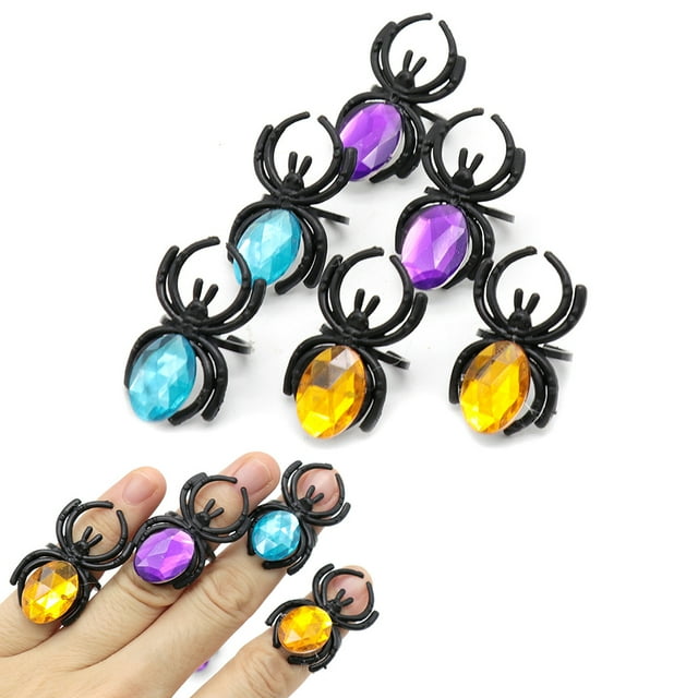 Party Decoration Rings, 10Pcs Plastic Spider Toys Opening Type Fine Workmanship For Festival Theme Party