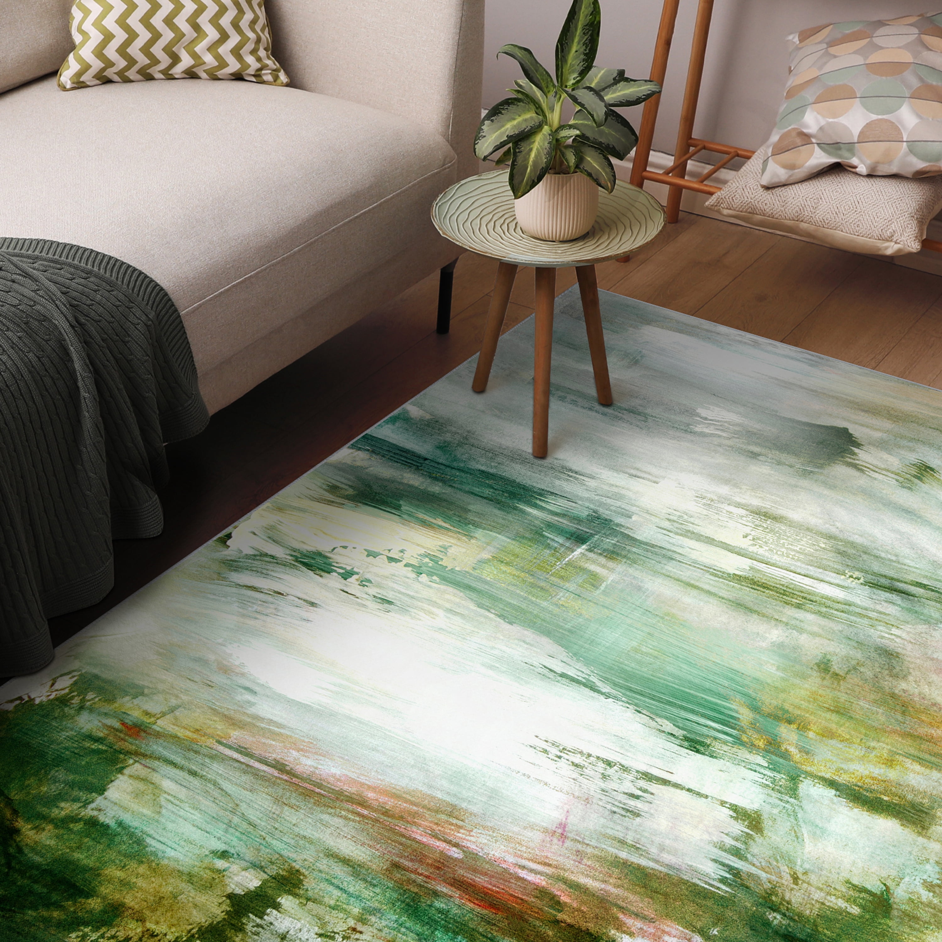 Garden Dreams Washable Abstract Art Area Rug size 5'x8', Power-loomed, Heavenly Softness with Non-Slipping Backing