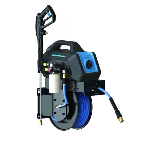 BluShield HumpBack 3000PSI All-in-One Pressure Washer System, Auto-Retractable Hose Reel, Industrial Pump, Accessories
