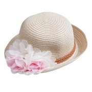 Toddlers Infants Baby Girls Flower Summer Straw Sun Beach Hat Cap
