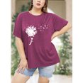 thumbnail image 5 of XCHQRTI Women's Dragonfly Tee Shirts Plus Size Graphic Tshirts Flower Oversized Tops with Dragonflies Short Sleeve, 5 of 7