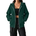thumbnail image 2 of Women's Zip Up Hoodies Oversized Fleece Long Sleeve Sweatshirts Casual Fall Jacket Coat with Pocket, 2 of 6