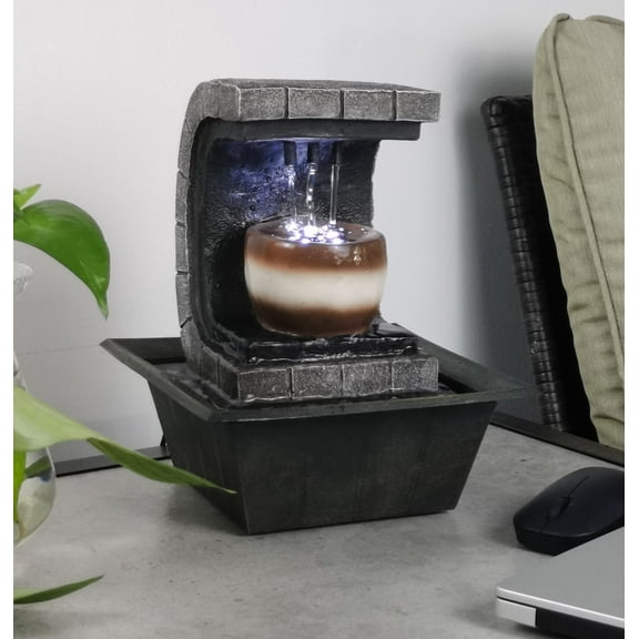 Donglin Tabletop Water Fountain with LED Light