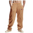 thumbnail image 3 of Akiihool Straight Pants for Men Men's Casual Drawstrintg Elastic Waist Winter Pants Yellow,S, 3 of 9