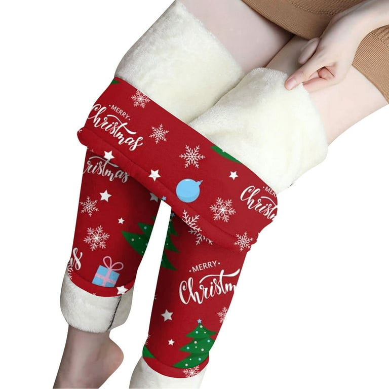 Christmas Thermal Leggings Women Plus Size Fleece Lined Leggings Sale  Clearance Winter Warm Wool Cashmere Pants Trousers Leggings High Waist  Sherpa