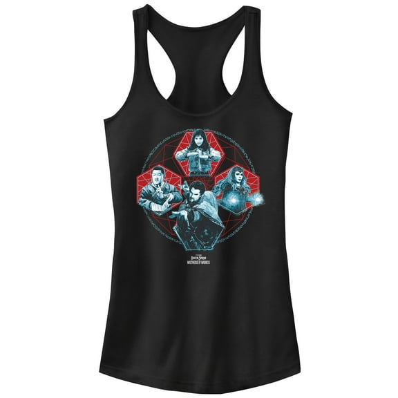 Junior's Marvel Doctor Strange in the Multiverse of Madness Action Panels  Racerback Tank Top Black Small