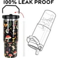 thumbnail image 5 of 30 oz Tumbler with Handle and Flip Straw Lid Leak Proof Woodland Floral Butterfly Moon Star Stainless Steel Vacuum Insulated Travel Coffee Mug,Mushroom Gifts for Women Men,Boho Mushroom, 5 of 6
