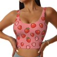 thumbnail image 2 of Picia Red Strawberry Sports Bra for Women,Padded Strappy Sports Bras Medium Support Yoga Bra with Removable Cups,Running Yoga Bra-, 2 of 7