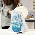 thumbnail image 3 of Cute Mermaid Bunny Kitchen Tea Towels 4 Pack Absorbent Hand Dish Towels, Underwater World Dishcloths Lint-Free 18x28 Inch Fast Drying for Cooking Baking Home Clean, 3 of 7