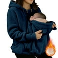 thumbnail image 5 of zaveiop Women Fleece Zip up Hoodie 2 in 1 Baby Wearing Jacket Maternity Winter Coat Thicken Kangaroo Sweatshirt Baby Wearing Outerwear (Blue, M), 5 of 7