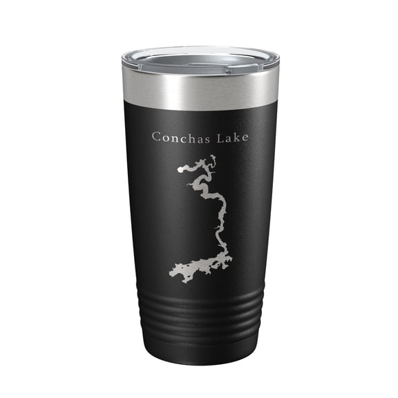 Conchas Lake Map Tumbler Travel Mug Insulated Laser Engraved Coffee Cup New Mexico 20 oz Black