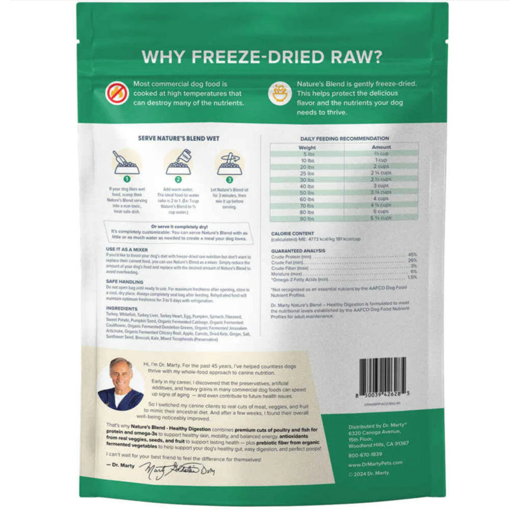 Dr. Marty Nature's Blend Healthy Digestion Freeze Dried Dog Food 80 oz