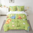 thumbnail image 2 of Manfei Cartoon Cute Dinosaur Bedding Comforter Set 7 Pieces for Kids, Dinosaur Animal Full Bedding Set, Leaf Flower Botanical Reversible Fitted Sheet Flat Sheet, Ultra Soft Home Decor, 2 of 7