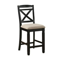 Lexicon Baywater Wood Counter Height Dining Chairs in Black and Beige (Set of 2)