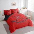 thumbnail image 3 of Feelyou Child Ice Hockey Twin Bedding Sets 7-Piece, Red Cartoon Bedding Comforter Set, 3 of 8