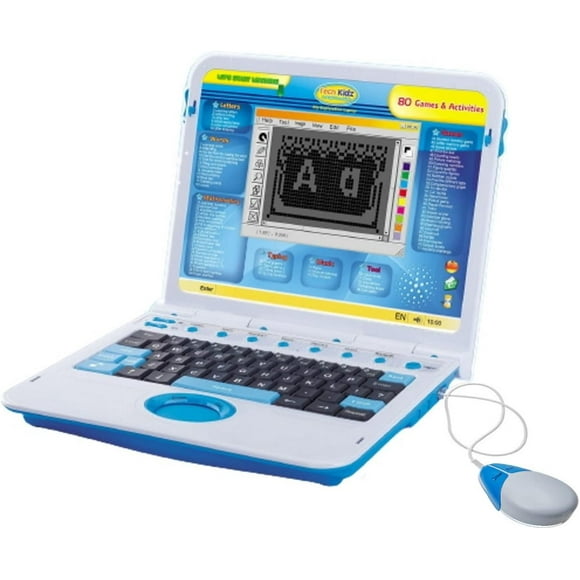 Tech Kidz My Exploration Toy Computer Childrens Educational Interactive Laptop, 80 Challenging Games and Activities, LCD Screen, Keyboard and Mouse Included ( Blue ), Ages 5+