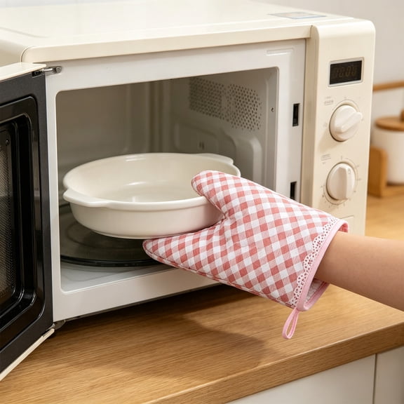 Heat Resistant Oven Mitts with Non Slip Grip, Quilted Layer for Hot Pot and Tray Handling, Kitchen Cooking Use for Stove Grill Bake