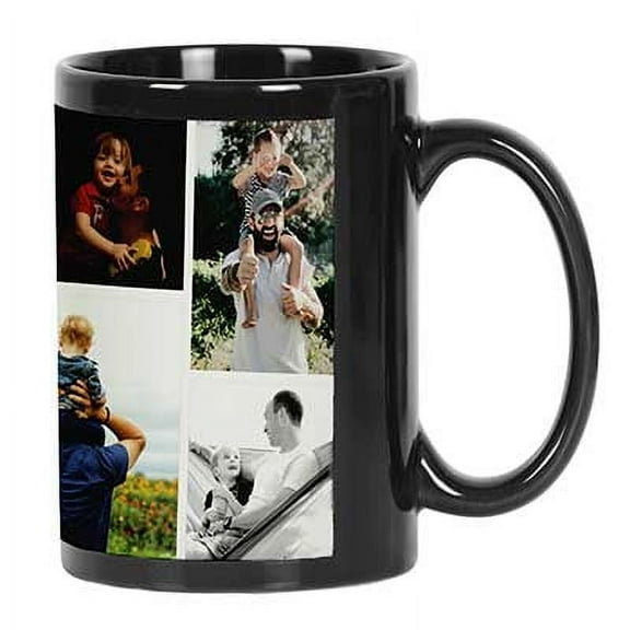 Printtoo PersonalizedPhotoCollage CoffeeMugFather's Love Custom Picture Ceramic CupDishwasher & Microwave Safe- 11 Oz -Black