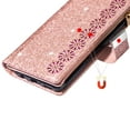 thumbnail image 4 of Wallet Case For iPhone 16e ,Glitter Sparkly Bling Flip Leather Zipper Pocket Magnetic Wallet Case with 9 Card Slot Kickstand Strap Phone Case For iPhone 16e, 4 of 16