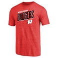 thumbnail image 2 of Men's Red Wisconsin Badgers Slant Strike Tri-Blend T-Shirt, 2 of 3