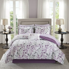 Wpm 7 Pieces Complete Bedding Ensemble Beige Lavender Purple Grey Luxury Embroidery Comforter Set Bed In A Bag Queen Or King Size Bedding Montreal