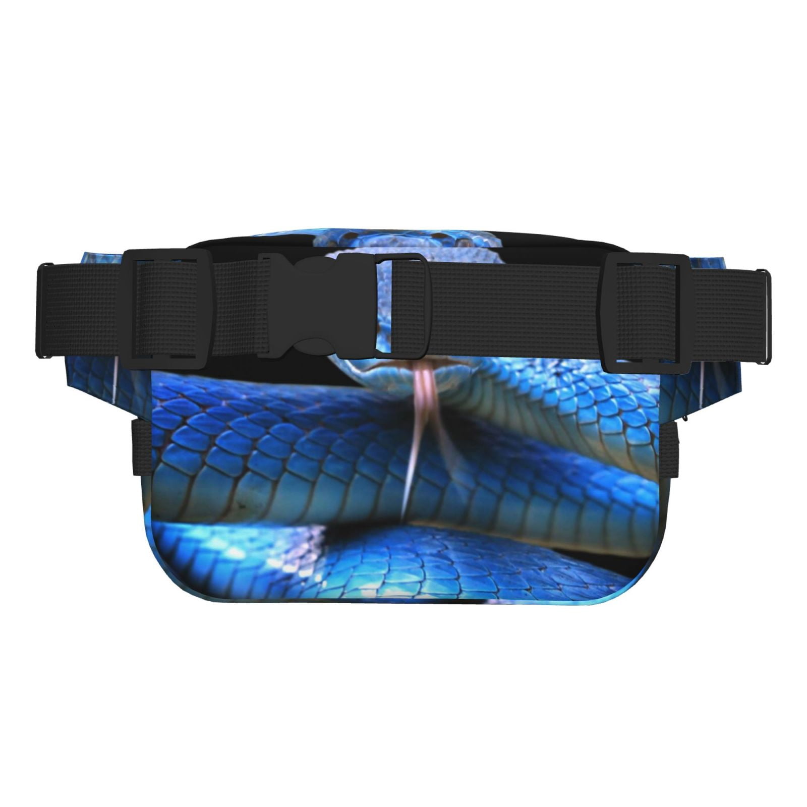 Fuzoiu Blue Viper Snake Print Unisex Square Double Layer Waist Bag,Crossbody Fanny Pack Travel Workout Accessory
