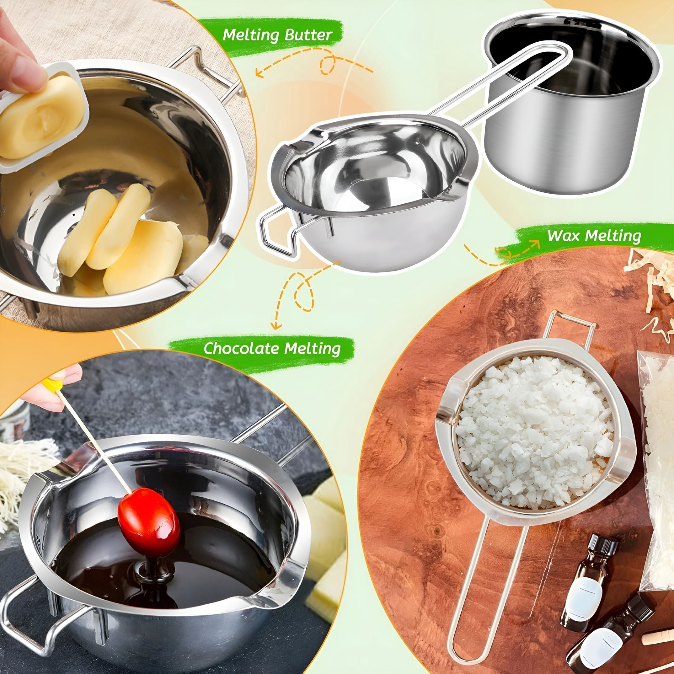 ACDANC 2026 New Double Boiler Melting Pot Set for Candle Making,3-Piece Stainless Steel Wax Melter with Pouring Pot,Ideal for Soy Wax,Beeswax,Candle Making Supplies