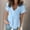 Blue, variant on Babydoll Tops for Women White Ruffle Trim Button V Neck Short Sleeve Summer Tops Pleated Peplum Cute Tunic Blouse