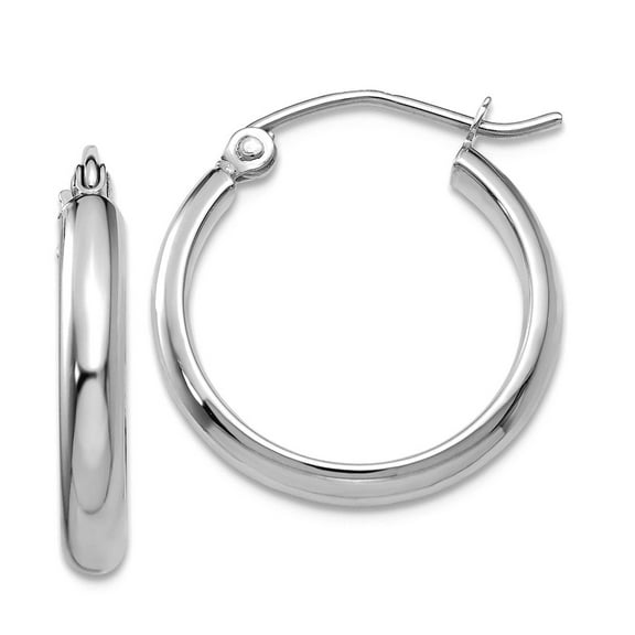 10k White Gold Polished Hoop Earrings 18x18mm Wide 2.75mm Thick Hoop Earring for Women - 1.1 Grams