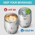 thumbnail image 4 of 12oz Stemless Wine Tumblers White Butterfly Rose Pattern Vacuum Insulated Stainless Steel Travel Tumbler Cups Mug with Lid and Straw for Champaign,Cocktail,Beer with Cleaning Brush, 4 of 5