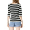 thumbnail image 3 of INSPIRE CHIC Hauts pour Femmes Non Doublés Col Rond Manches au Coude Coupe Ajustée T-Shirt Décontracté TG Noir, 3 of 8