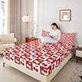thumbnail image 5 of Castle Fairy Teens Red Cherry 4-Piece King Geometric Lattice Kawaii Fruit Bed Sheet Set, 5 of 7
