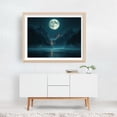 thumbnail image 3 of Lunar Embrace: A Mountain Lake at Night - Painting Moon Night Sky Landscape Mystical Fantasy Surrealism Unframed Wall Art Print 18 x 24 inches, 3 of 4