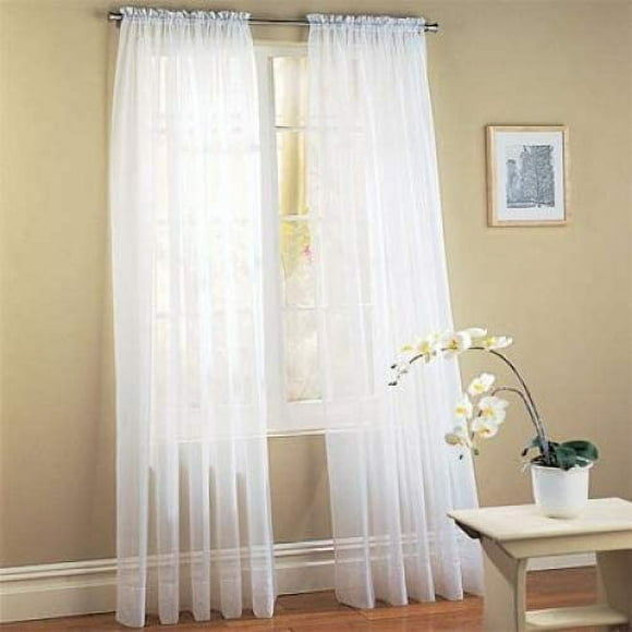 YQHWQ 2 Piece Sheer Luxury Curtain Set for Kitchen Backdrop 84" Length Inch Length White