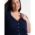thumbnail image 4 of Terra & Sky Women’s Plus Femme V Neck Smocked Top with Short Flutter Sleeves, Sizes 0X-5X, 4 of 5