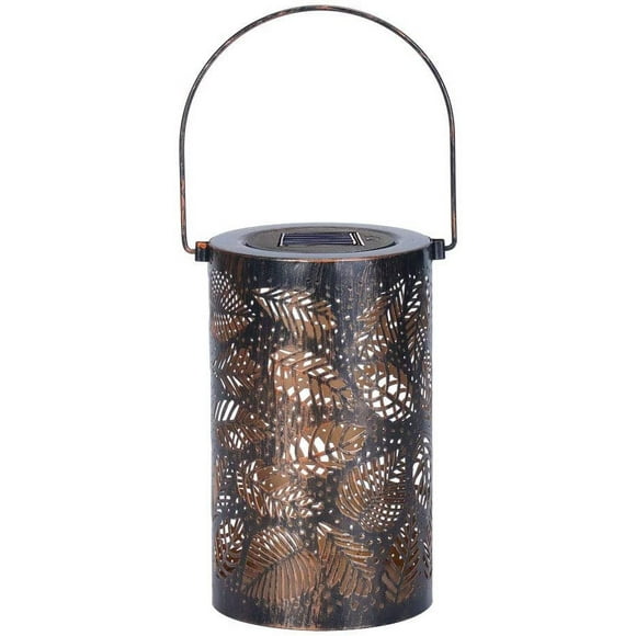Solar wrought iron lantern projection lamp leaf type bronze