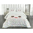 thumbnail image 3 of Ambesonne Eyelash Quilted Bedspread Set 3 Pcs, Kawaii Funny Muzzle, Queen Size, Multicolor, 3 of 5