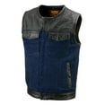 thumbnail image 6 of Milwaukee Leather MDM3004 Men's Brute Dual Closure Blue Denim and Black Leather Club Style Vest XXXXX-Large, 6 of 8