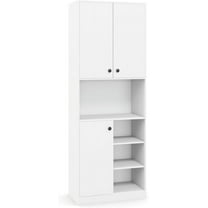 HYJY Kitchen Pantry Cabinet, 65.5’’ Storage Cabinet w/Doors & Shelves, Tall Buffet w/Microwave Shelf, Kitchen Hutch w/Countertop, Pantry Hutch for Dining Living Room, Entryway (White)