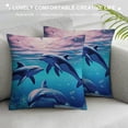 thumbnail image 3 of RUIYC Blue Coral Dolphin Burlap Throw Pillow Case Cushion Cover Sofa Outdoor Decorative Square White, 3 of 5