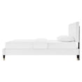 thumbnail image 4 of Platform Bed Frame, Queen Size, White, Velvet, Modern Contemporary, Bedroom Master Guest Suite Room, 4 of 6